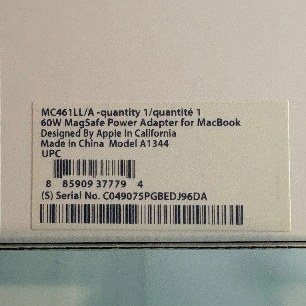 NEW Apple 60W MagSafe Power Adapter MacBook Charger MC461LLA L-Tip NEW IN BOX